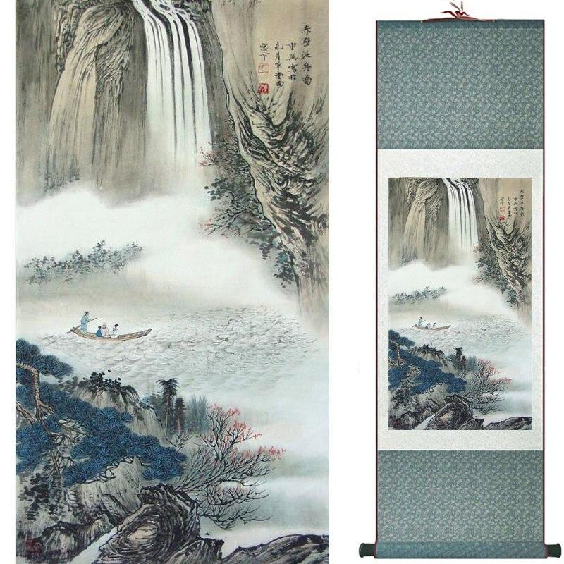 Chinese Art Scroll Painting Landscape Winter Ancient Silk Picture Wall Ideas 16276-Chinese Style Finds™