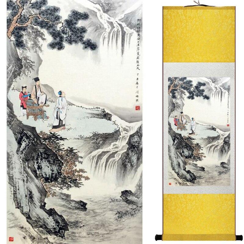 Chinese Art Scroll Painting Landscape Winter Ancient Silk Picture Wall Ideas 16282-Chinese Style Finds™