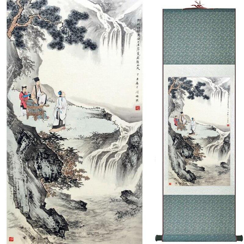 Chinese Art Scroll Painting Landscape Winter Ancient Silk Picture Wall Ideas 16282-Chinese Style Finds™