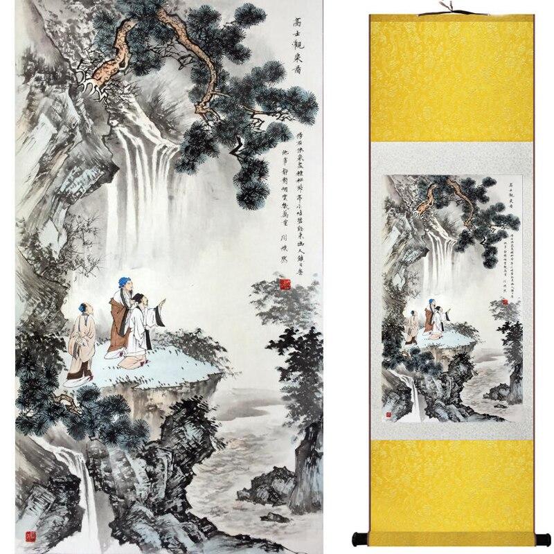 Chinese Art Scroll Painting Landscape Winter Ancient Silk Picture Wall Ideas 16284-Chinese Style Finds™