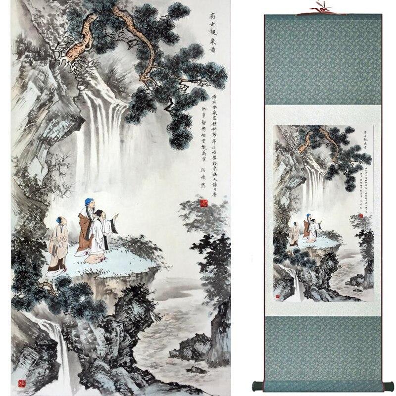 Chinese Art Scroll Painting Landscape Winter Ancient Silk Picture Wall Ideas 16284-Chinese Style Finds™