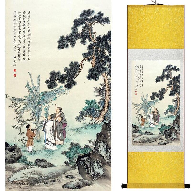 Chinese Art Scroll Painting Landscape Winter Ancient Silk Picture Wall Ideas 16286-Chinese Style Finds™