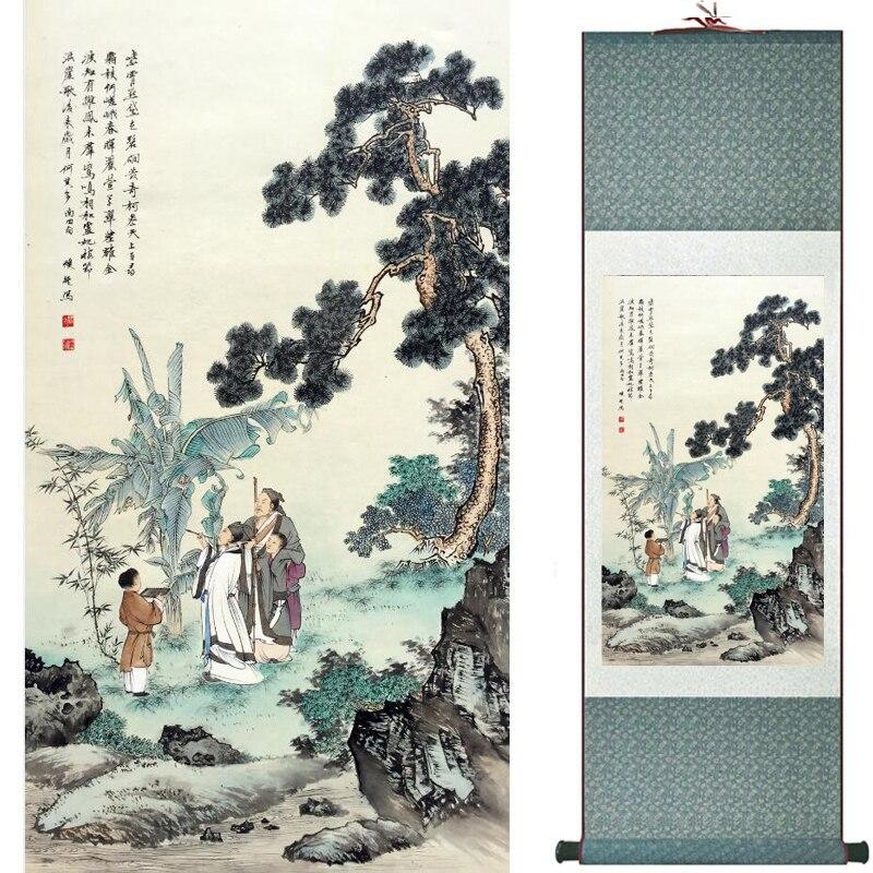 Chinese Art Scroll Painting Landscape Winter Ancient Silk Picture Wall Ideas 16286-Chinese Style Finds™