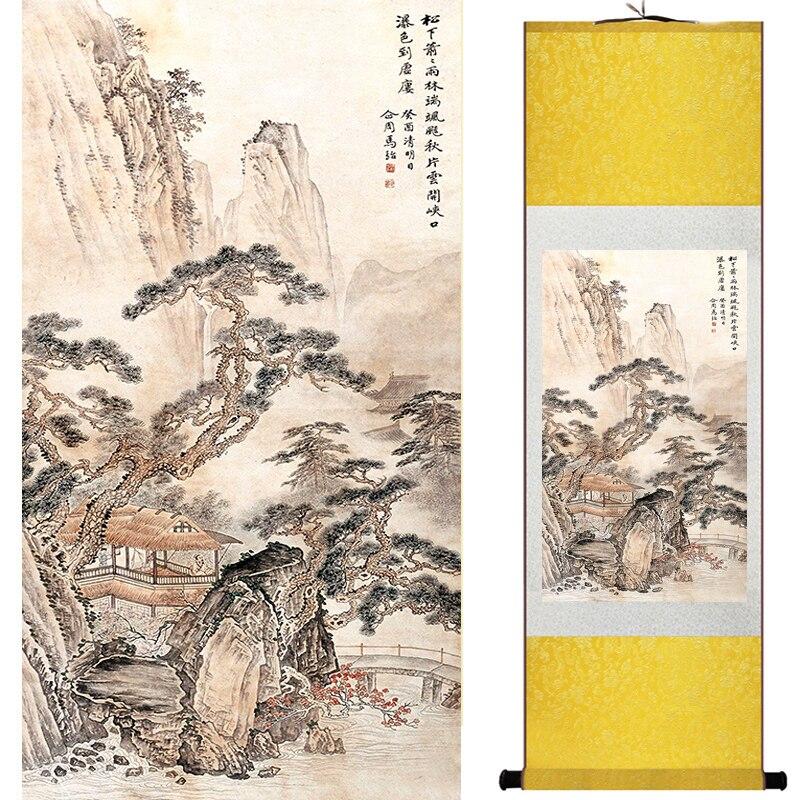 Chinese Art Scroll Painting Landscape Winter Ancient Silk Picture Wall Ideas 17198-Chinese Style Finds™