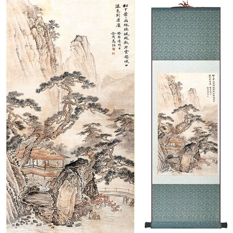 Chinese Art Scroll Painting Landscape Winter Ancient Silk Picture Wall Ideas 17198-Chinese Style Finds™