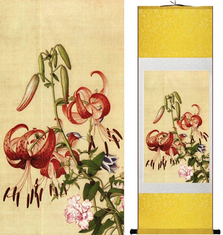 Chinese Art Scroll Painting Langshining Animal Birds And Flower Ancient Silk Picture Wall Ideas 12122-Chinese Style Finds™