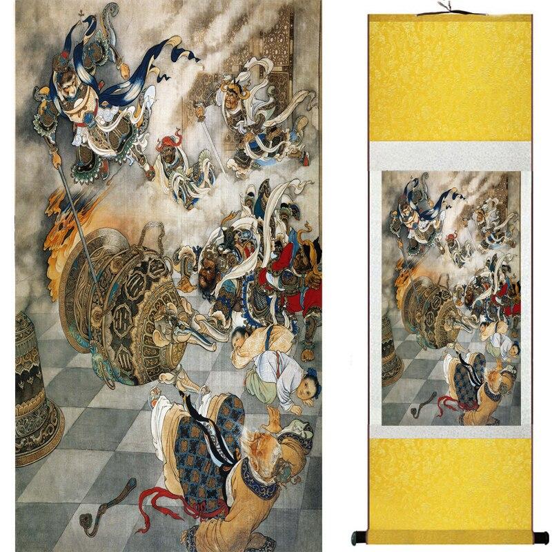 Chinese Art Scroll Painting Monkey King Caused Havoc In Heaven Ancient Silk Picture Wall Ideas 16686-Chinese Style Finds™