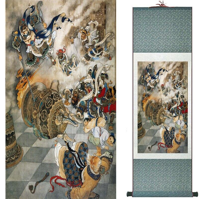 Chinese Art Scroll Painting Monkey King Caused Havoc In Heaven Ancient Silk Picture Wall Ideas 16686-Chinese Style Finds™