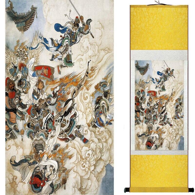 Chinese Art Scroll Painting Monkey King Caused Havoc In Heaven Ancient Silk Picture Wall Ideas 16690-Chinese Style Finds™