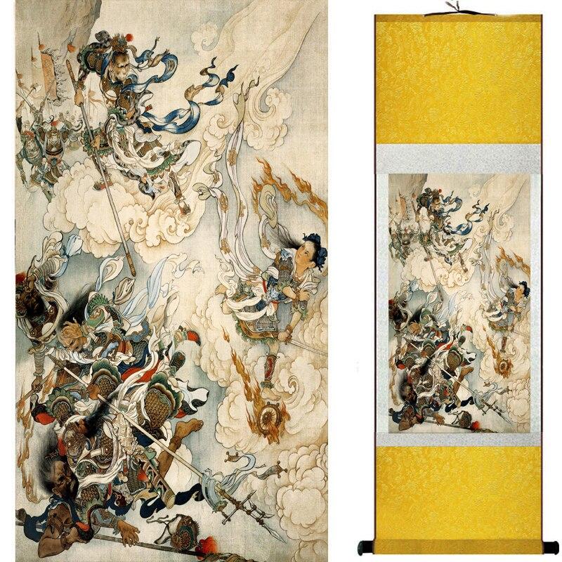 Chinese Art Scroll Painting Monkey King Caused Havoc In Heaven Ancient Silk Picture Wall Ideas 16706-Chinese Style Finds™