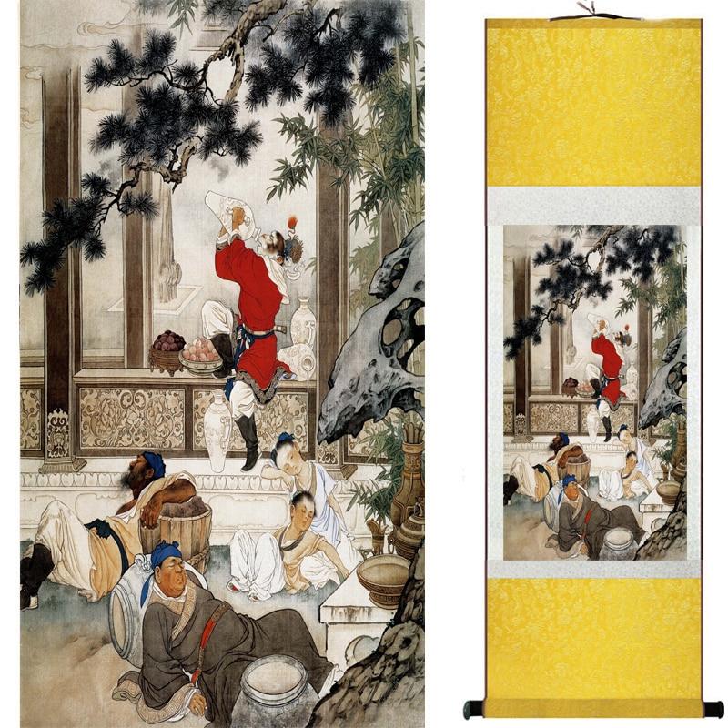 Chinese Art Scroll Painting Monkey King Caused Havoc In Heaven Ancient Silk Picture Wall Ideas 18972-Chinese Style Finds™