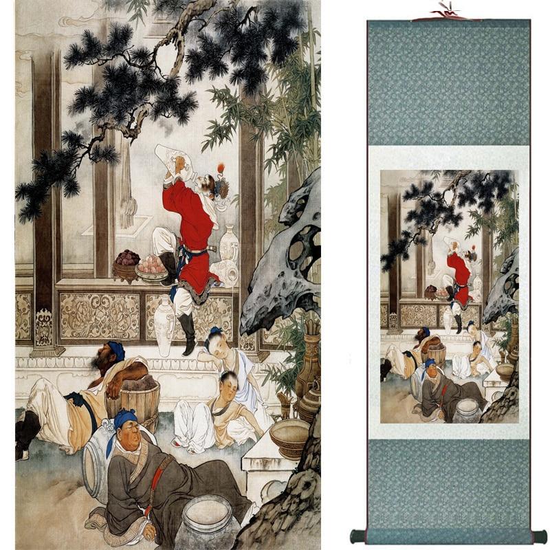 Chinese Art Scroll Painting Monkey King Caused Havoc In Heaven Ancient Silk Picture Wall Ideas 18972-Chinese Style Finds™