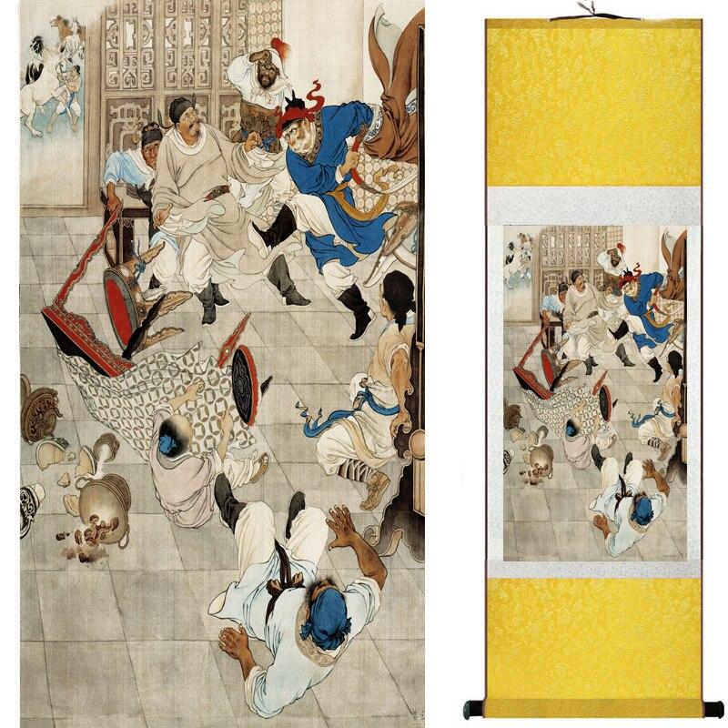 Chinese Art Scroll Painting Monkey King Wreaks Havoc In Heaven Ancient Silk Picture Wall Ideas 16698-Chinese Style Finds™