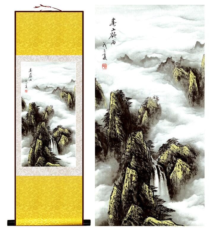 Chinese Art Scroll Painting Mountain And River Ancient Silk Picture Wall Ideas 13366-Chinese Style Finds™