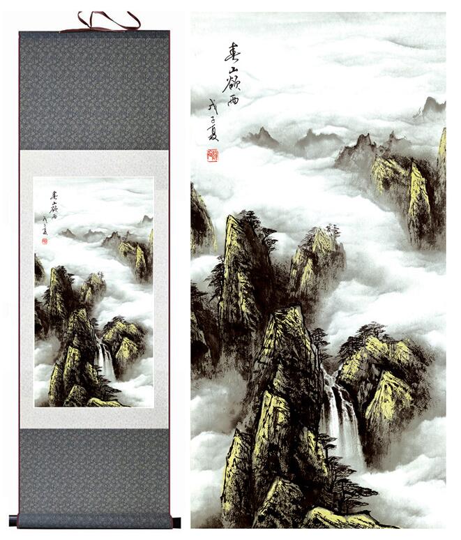 Chinese Art Scroll Painting Mountain And River Ancient Silk Picture Wall Ideas 13366-Chinese Style Finds™