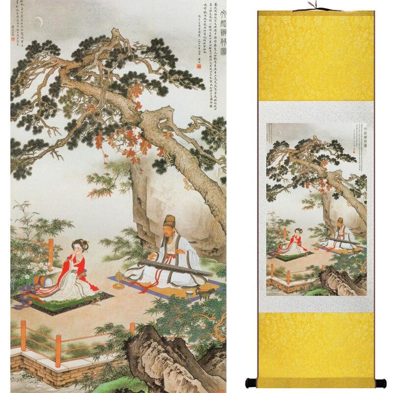 Chinese Art Scroll Painting Mountain And River Ancient Silk Picture Wall Ideas 15768-Chinese Style Finds™