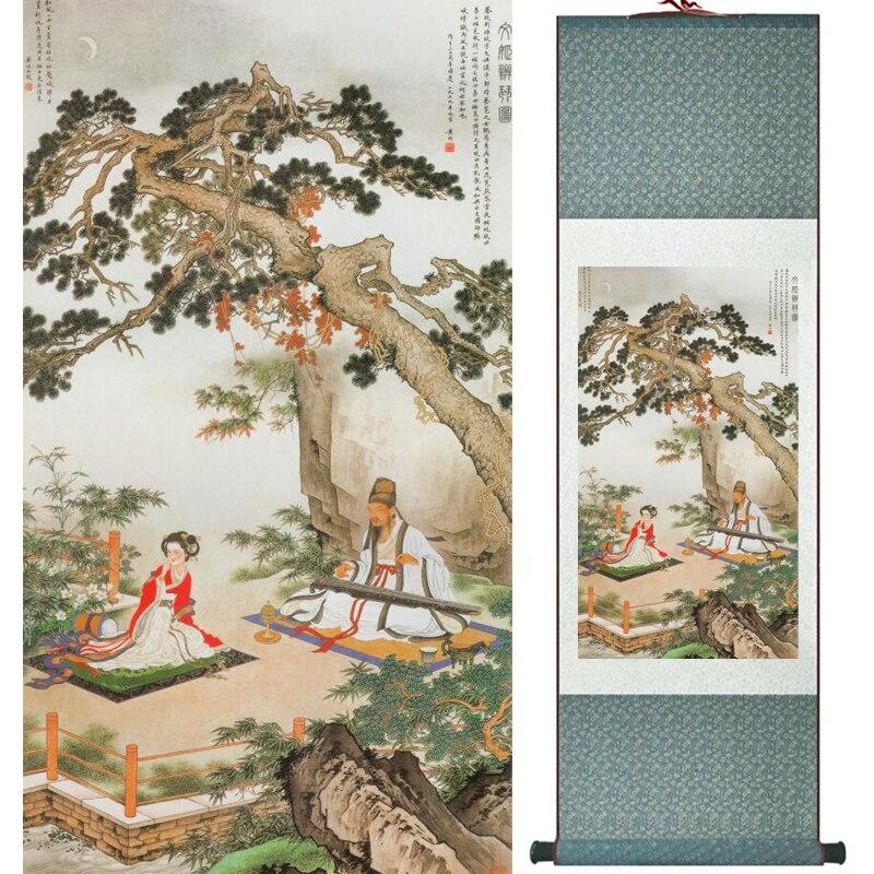 Chinese Art Scroll Painting Mountain And River Ancient Silk Picture Wall Ideas 15768-Chinese Style Finds™