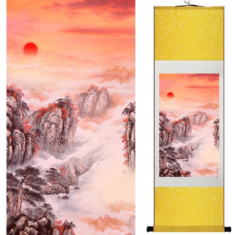 Chinese Art Scroll Painting Mountain And River Ancient Silk Picture Wall Ideas 15788-Chinese Style Finds™