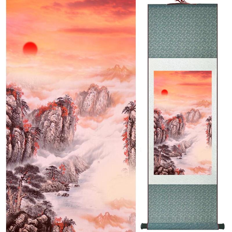 Chinese Art Scroll Painting Mountain And River Ancient Silk Picture Wall Ideas 15788-Chinese Style Finds™