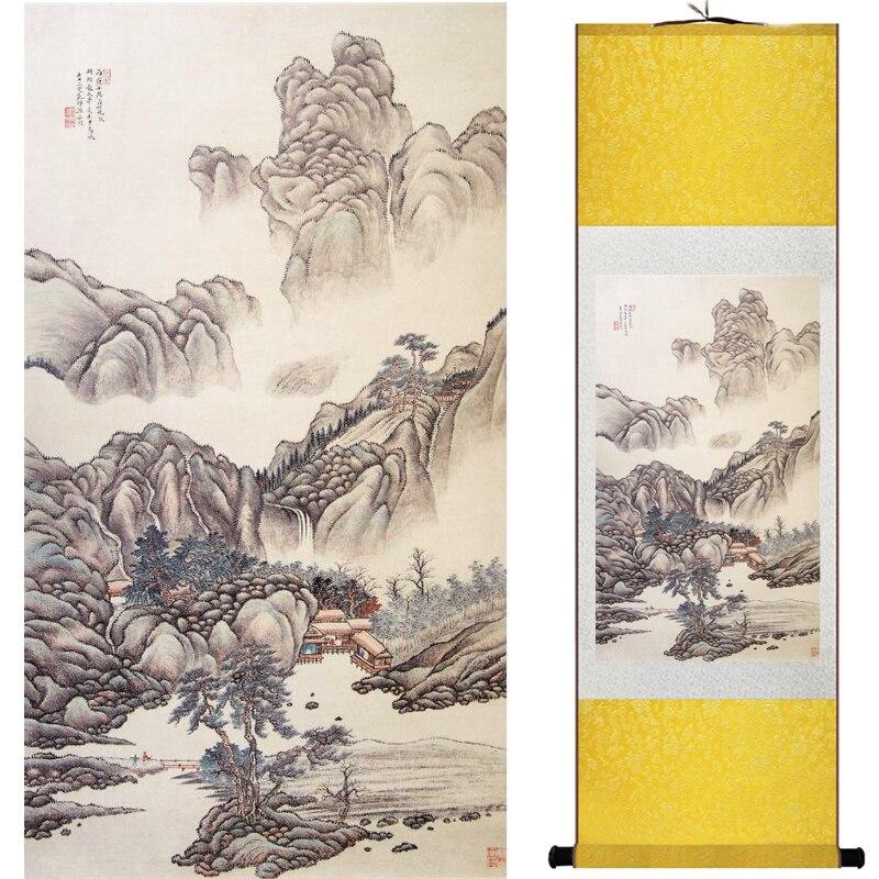 Chinese Art Scroll Painting Mountain And River Ancient Silk Picture Wall Ideas 15792-Chinese Style Finds™