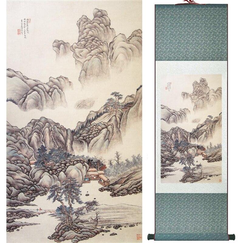 Chinese Art Scroll Painting Mountain And River Ancient Silk Picture Wall Ideas 15792-Chinese Style Finds™