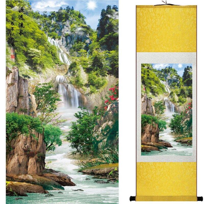 Chinese Art Scroll Painting Mountain And River Ancient Silk Picture Wall Ideas 16252-Chinese Style Finds™