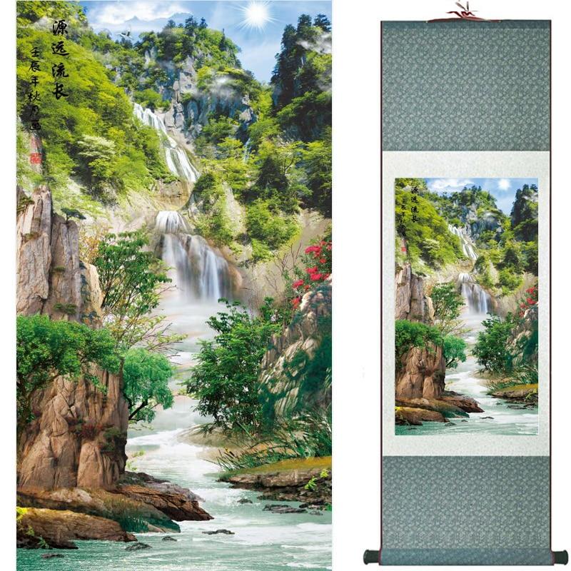 Chinese Art Scroll Painting Mountain And River Ancient Silk Picture Wall Ideas 16252-Chinese Style Finds™