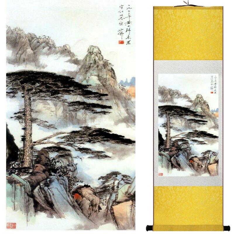 Chinese Art Scroll Painting Mountain And River Ancient Silk Picture Wall Ideas 18372-Chinese Style Finds™