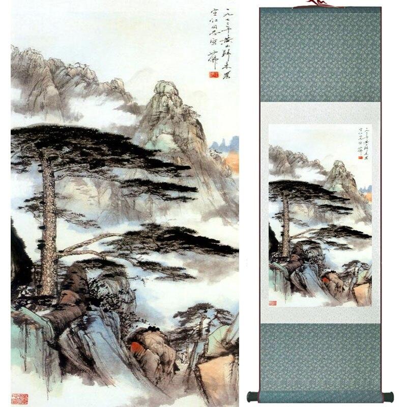 Chinese Art Scroll Painting Mountain And River Ancient Silk Picture Wall Ideas 18372-Chinese Style Finds™