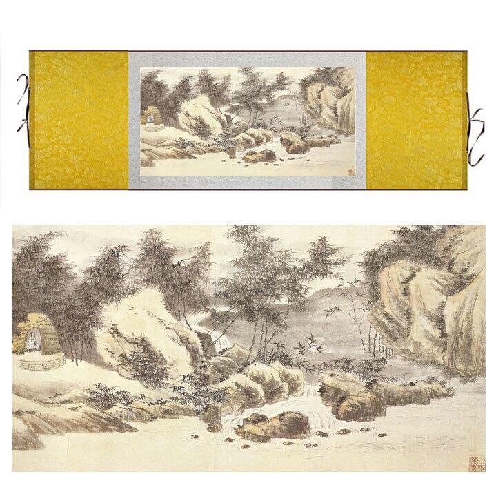 Chinese Art Scroll Painting Mountain And River Landscape Ancient Silk Picture Wall Ideas 11610-Chinese Style Finds™