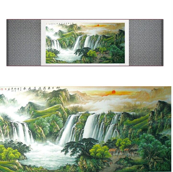 Chinese Art Scroll Painting Mountain And River Landscape Ancient Silk Picture Wall Ideas 11702-Chinese Style Finds™