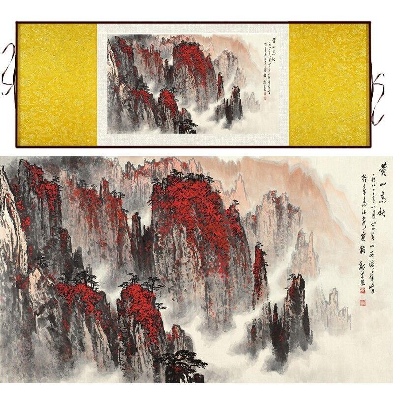 Chinese Art Scroll Painting Mountain And River Landscape Ancient Silk Picture Wall Ideas 11766-Chinese Style Finds™