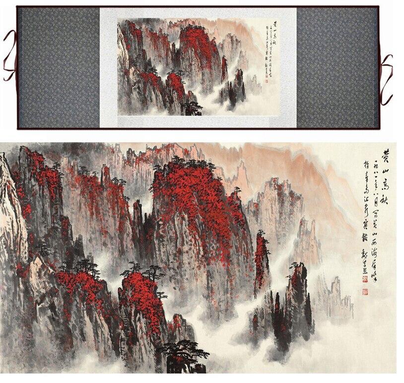 Chinese Art Scroll Painting Mountain And River Landscape Ancient Silk Picture Wall Ideas 11766-Chinese Style Finds™