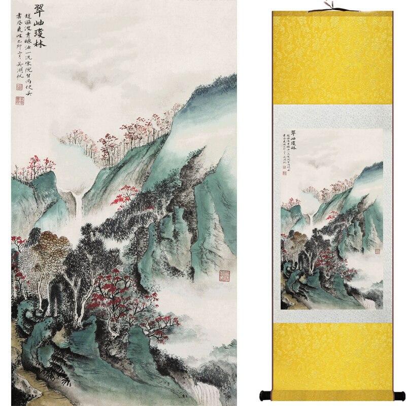 Chinese Art Scroll Painting Mountain And River Landscape Ancient Silk Picture Wall Ideas 16598-Chinese Style Finds™