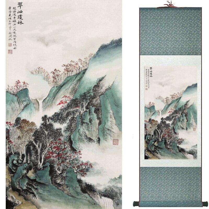 Chinese Art Scroll Painting Mountain And River Landscape Ancient Silk Picture Wall Ideas 16598-Chinese Style Finds™