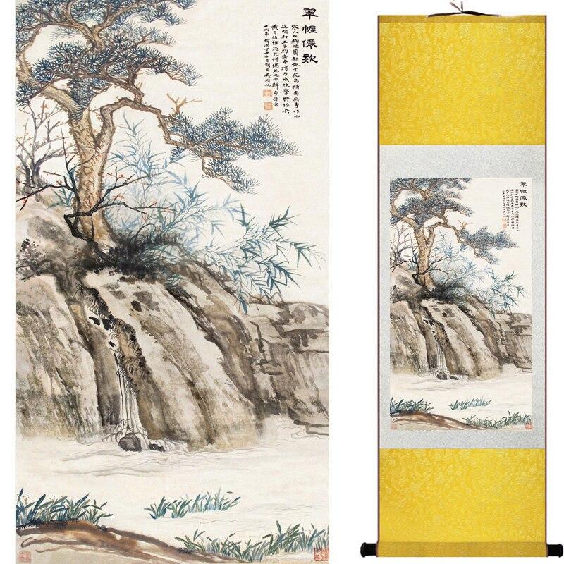 Chinese Art Scroll Painting Mountain And River Landscape Ancient Silk Picture Wall Ideas 16602-Chinese Style Finds™