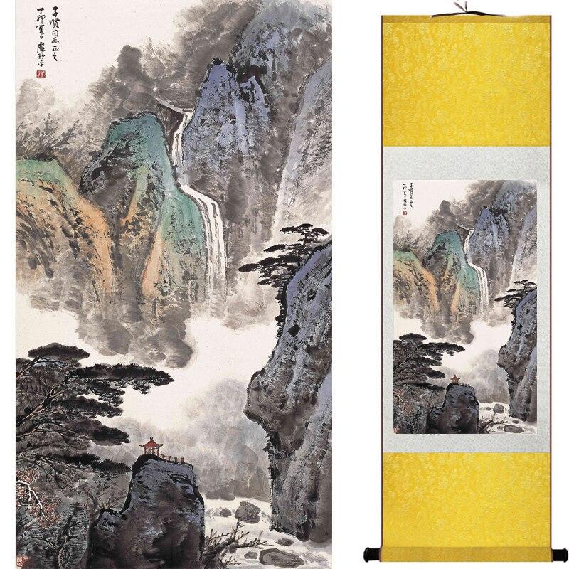 Chinese Art Scroll Painting Mountain And River Landscape Ancient Silk Picture Wall Ideas 16622-Chinese Style Finds™