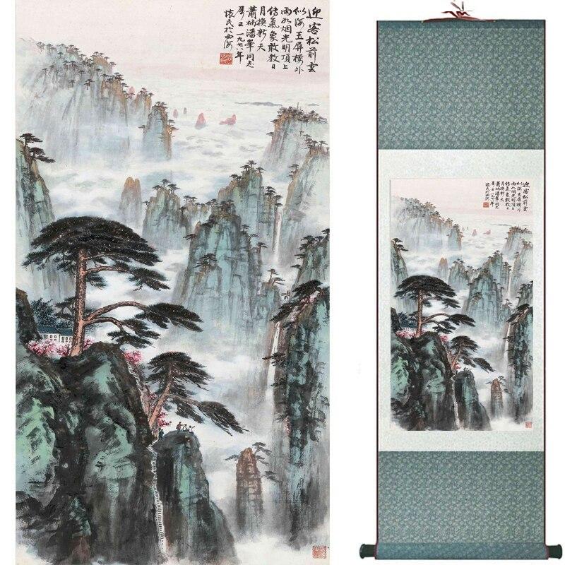 Chinese Art Scroll Painting Mountain And River Landscape Ancient Silk Picture Wall Ideas 16626-Chinese Style Finds™