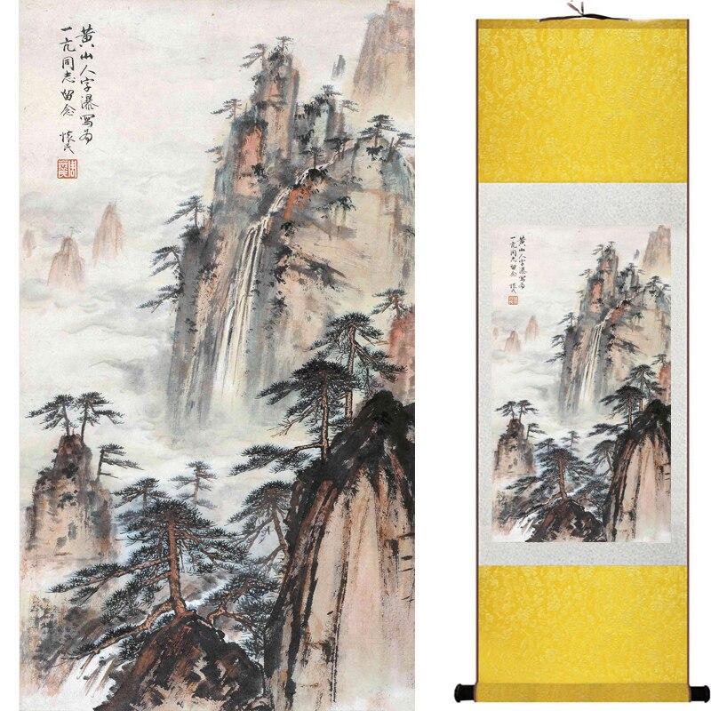 Chinese Art Scroll Painting Mountain And River Landscape Ancient Silk Picture Wall Ideas 16630-Chinese Style Finds™