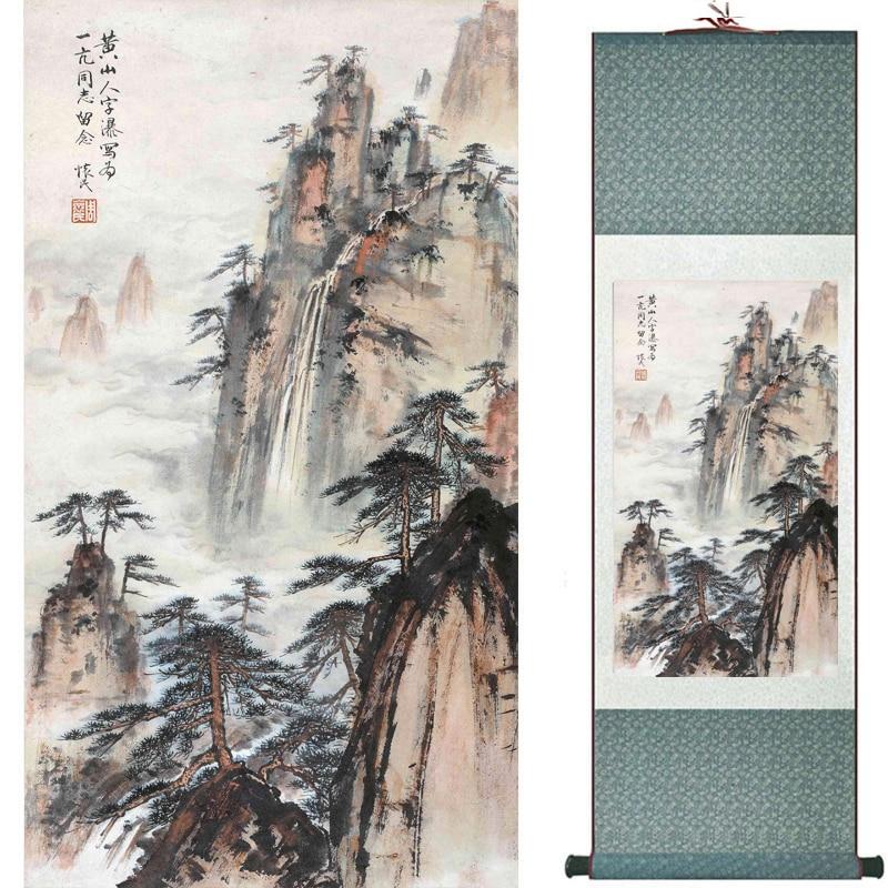 Chinese Art Scroll Painting Mountain And River Landscape Ancient Silk Picture Wall Ideas 16630-Chinese Style Finds™