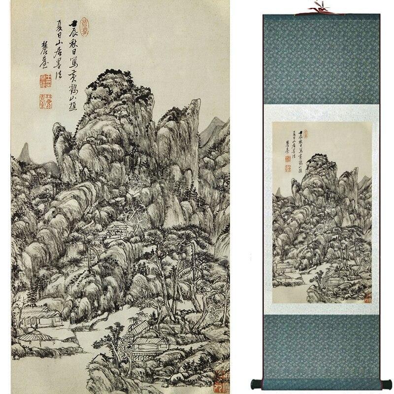 Chinese Art Scroll Painting Mountain And River Landscape Ancient Silk Picture Wall Ideas 16774-Chinese Style Finds™