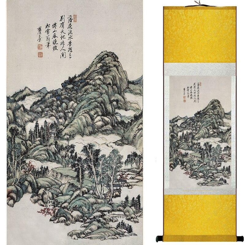 Chinese Art Scroll Painting Mountain And River Landscape Ancient Silk Picture Wall Ideas 16778-Chinese Style Finds™