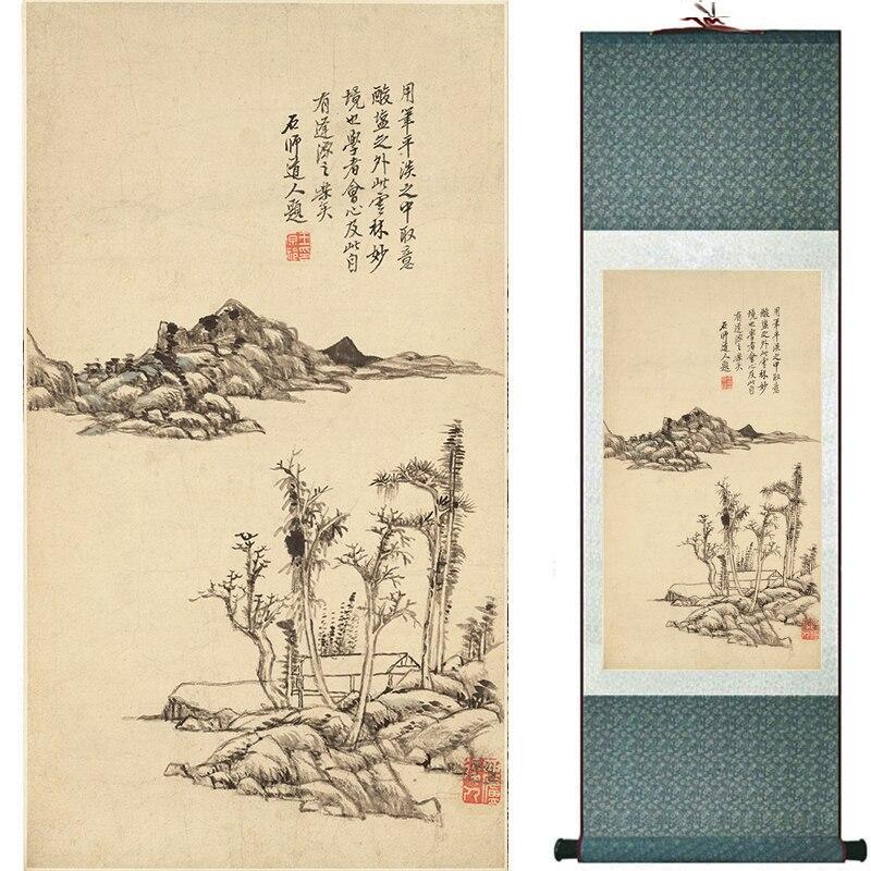 Chinese Art Scroll Painting Mountain And River Landscape Ancient Silk Picture Wall Ideas 16782-Chinese Style Finds™