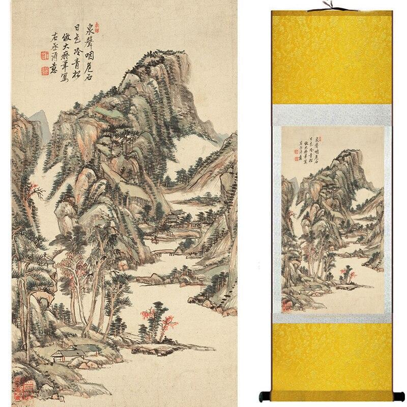 Chinese Art Scroll Painting Mountain And River Landscape Ancient Silk Picture Wall Ideas 16786-Chinese Style Finds™