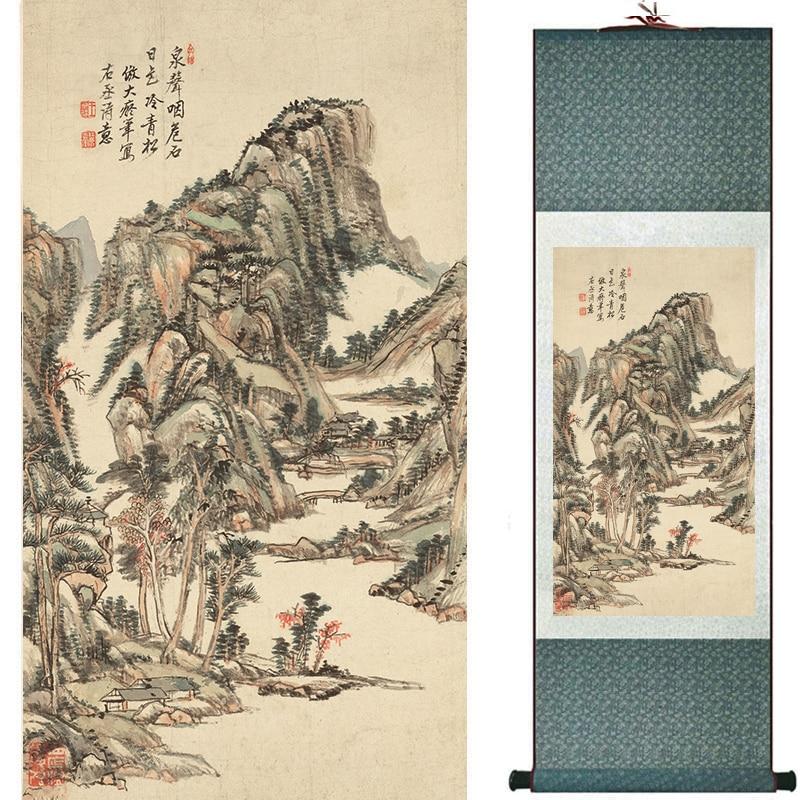 Chinese Art Scroll Painting Mountain And River Landscape Ancient Silk Picture Wall Ideas 16786-Chinese Style Finds™