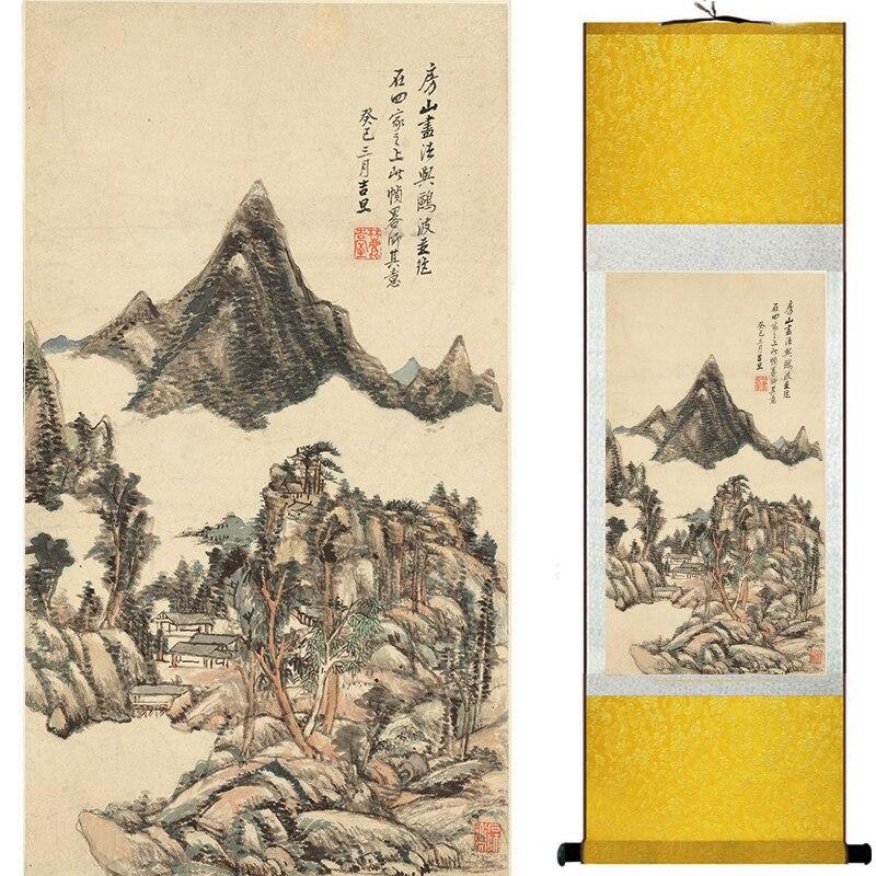 Chinese Art Scroll Painting Mountain And River Landscape Ancient Silk Picture Wall Ideas 16794-Chinese Style Finds™