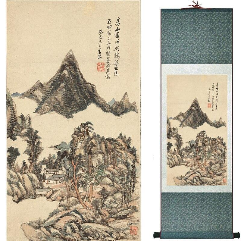 Chinese Art Scroll Painting Mountain And River Landscape Ancient Silk Picture Wall Ideas 16794-Chinese Style Finds™