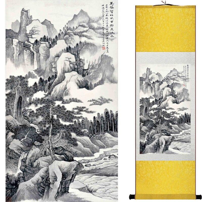 Chinese Art Scroll Painting Mountain And River Landscape Ancient Silk Picture Wall Ideas 16966-Chinese Style Finds™