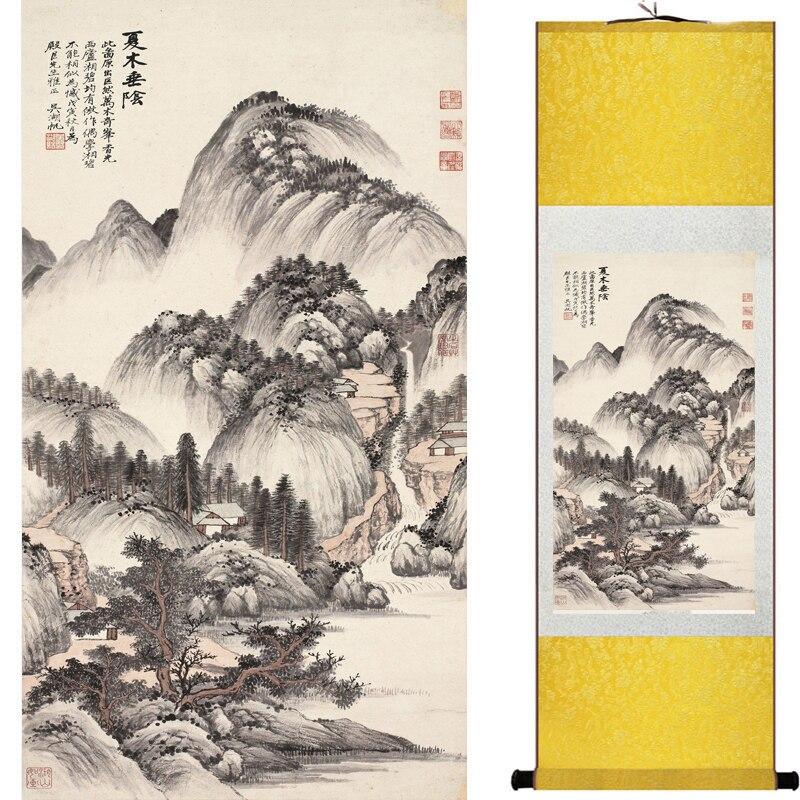 Chinese Art Scroll Painting Mountain And River Landscape Ancient Silk Picture Wall Ideas 16986-Chinese Style Finds™