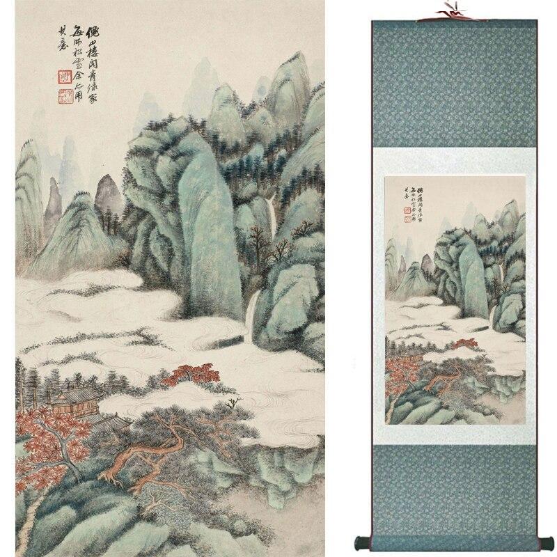 Chinese Art Scroll Painting Mountain And River Landscape Ancient Silk Picture Wall Ideas 16990-Chinese Style Finds™